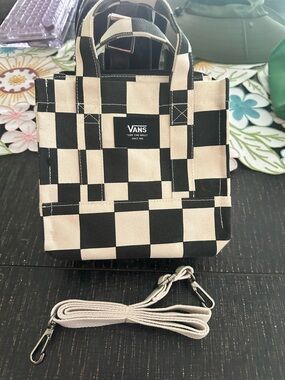 Vans Black & Cream Checkerboard Mini Tote with Removable Strap